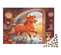 Unicornio Fantasía Puzzle de 1000 Piezas Papel para Adultos Arcoíris Mágico Habitación Encantada Decoración Hogar Regalo Relajación Familiar 70x50cm/1000pcs