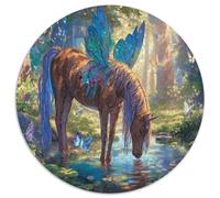 Unicornio Fantasía Puzzle de 1000 Piezas Puzzle para Adultos Redondo Bosque Encantado Luz