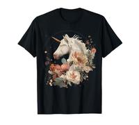 Unicornio Floral Otoño Luna Fantasía Mágica Mujer Mítica Camiseta