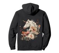 Unicornio Floral Otoño Luna Fantasía Mágica Mujer Mítica Sudadera con Capucha
