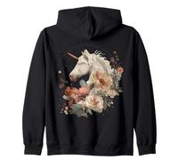 Unicornio Floral Otoño Luna Fantasía Mágica Mujer Mítica Sudadera con Capucha
