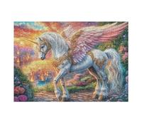 Unicornio Frente a una Ciudad en Llamas al Atardecer Puzzles 300 Piezas Juguete Educativo 3D Rompecabezas Familiar para Toda La Familia Entretenimiento Creativo Decorativo 300 PCS