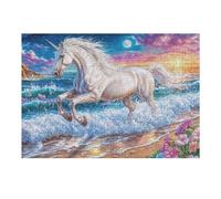 Unicornio galopando en la Playa Puzzle 300 Piezas Impossible Creativo Rompecabezas 3D Obra De Arte para Toda La Familia Juguete Educativo Decoración 300 PCS