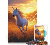 Unicornio galopando en un Campo Dorado,Rompecabezas de 1000 Piezas para Adultos,Juguete Que desafía la Mente,Corte preciso,alineación, Actividad Divertida para Toda la Familia (50x75cm)