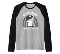 Unicornio gótico emo de Black Is My Happy Color Goth Girl Camiseta Manga Raglan