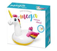 Unicornio hinchable gigante para piscina 251 x 163 x 145 cm - Colchón flotante de vinilo resistente con diseño arcoíris - Ideal para adultos y niños