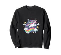 Unicornio juguetón Volando a través del Cielo Estrellado con arcoíris Sudadera