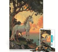 Unicornio Junto al mar al Atardecer,Rompecabezas para Adolescentes,1000 Piezas,Divertido Juego de Memoria,Superficie Lisa sin Rebabas,Regalo de cumpleaños,Juguete para ejercitar la Mente (38x52cm)
