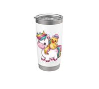 Unicornio kawaii con lindo patito de goma Vaso térmico de acero inoxidable de doble pared