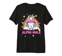Unicornio Macho Alfa, arcoíris y Estrellas, Humor Divertido y extraño del Y2K Camiseta Premium