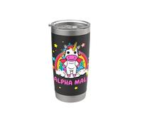 Unicornio macho alfa, arcoíris y estrellas, humor divertido y extraño del Y2K Vaso térmico de acero inoxidable de doble pared