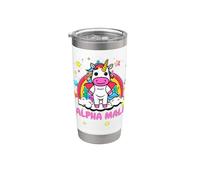Unicornio macho alfa, arcoíris y estrellas, humor divertido y extraño del Y2K Vaso térmico de acero inoxidable de doble pared