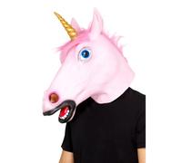 Unicornio Máscara Rosa Látex Adulto Mágico Story Criatura Accesorio de Disfraz