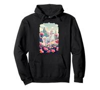 Unicornio Mítico Caballo Cuernos Horsing Flores Sudadera con Capucha
