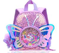Unicornio Mochila Niña, Mochila Escolar Niño con Alas de Mariposa para Guarderia Preescolar Primaria, Linda PU Bolso Lentejuelas, Moda Backpack, Regalo para De vuelta A la Escuela Cumpleaños Xmas