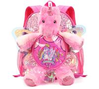 Unicornio Muñecas Mochila Niña, Mochila Escolar Niño con Alas de Mariposa para Guarderia Preescolar Primaria, PU Bolso Lentejuelas, Backpack Regalo para De vuelta A la Escuela Cumpleaños Navidad