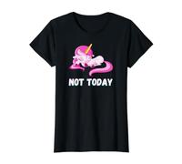 Unicornio Not Today Lazy Unicorns Magic Fun Cute Sleepy Sleep Camiseta gráfica económica, Mujer, Negro, M