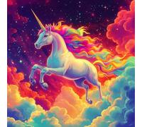 unicornio Pintar Por Numeros Adultos Kits, colorido DIY Manualidades NiñOs, Lienzos Para Pintar Con Pintura Acrilica Y Pinceles, Regalos Personalizados Para Decoracion Hogar, Sin Marco 55x55cm 3-275