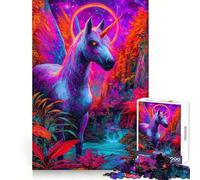 Unicornio psicodélico en un Bosque Vibrante Rompecabezas de 1000 Piezas para Adolescentes Juego Inteligente de Rompecabezas Tiempo de Aprendizaje Imagen para armar Regalo Encantador (50x75cm)