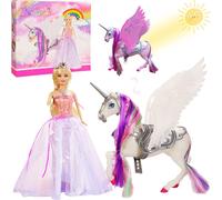 Unicornio que cambia de color y princesa de cuento de hadas con cepillo para la melena. Regalos para ni as mayores de 3 a os (unicornio blanco qu