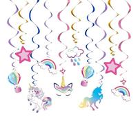 Unicornio Remolinos Colgantes - 21 Piezas Decoraciones de Fiesta de Unicornio Serpentinas de Techo para Chicas Suministros para Fiestas de Cumpleaños Serpentina Colgante