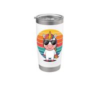 Unicornio retro con gafas de sol, estilo vintage Vaso térmico de acero inoxidable de doble pared