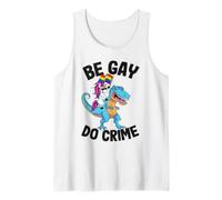 Unicornio Riding Dinosaur Pride Flag Be Gay Do Crime Camiseta sin Mangas
