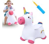 Unicornio Saltarín Hinchable para Niños - Animal Inflable con Funda de Felpa Lavable, Saltador Hinchable Infantil para Interior y Exterior, Juguete de Rebote y Montar, Regalo Original Navidad