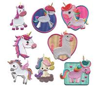 Unicornio Set 8 Piezas - Parches Termoadhesivos Bordados Aplique Para Ropa