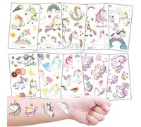 Unicornio Tatuajes Temporales Para Niños Niñas, 10 Hojas Falso Tattoos Impermeables Calcomanías para Infantiles Regalo de Fiesta de Cumpleaños