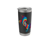 Unicornio teñido anudado colorido arco iris caballo silueta mágica Vaso térmico de acero inoxidable de doble pared