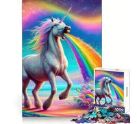 Unicornio vomitando arcoíris para Adultos, Rompecabezas de 1000 Piezas, concentración Mental, Tiempo de Ocio Agradable, Ajuste, Sorpresa Festiva (38x26cm)