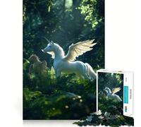 Unicornio y dragón en el Bosque,Rompecabezas de 1000 Piezas para Adolescentes,Juego de concentración Mental,Corte de precisión,Bordes Lisos,Juego para Rellenar Calcetines navideños (50x75cm)