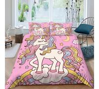 Unicornioioio arcoíris Funda De Edredón 3 Piezas 3D Impresa Aesthetic SkyCreature con Cremallera Y Funda De Almohada King（220x240cm） Microfibra Ropa De Cama para Adultos Y Niñas
