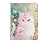 Unicornios Cat in Flowers - Funda de cuero antirrobo para pasaporte de viaje familiar para mujer, documento de viaje