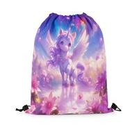 Unicornios De Cuentos De Hadas Bolsa De Gimnasia Fácil De Doblar Mochila Ajustable Bolsa De Hombro Doble para Yoga Mujeres Nadar 36X42Cm
