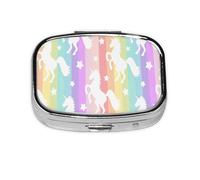 Unicornios en rayas coloridas imprimir lindo organizador de píldoras mini medicina caja de almacenamiento contenedor de píldoras para viaje de bolsillo