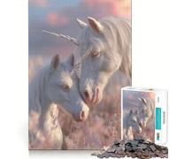 Unicornios en un Prado Pastel,Rompecabezas de 1000 Piezas para Adolescentes,Juego de concentración Mental,Bordes Lisos de Corte preciso,Juego para Rellenar Calcetines navideños (50x75cm)