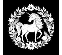 unicornios florales Calcomanías de grabado 54.6x55.1cm No se cae Blanco