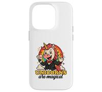 Unicornios Son mágicos Divertido Arco Iris Mago gráfico de Dibujos Animados Carcasa para iPhone 14 Pro