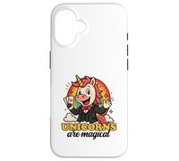 Unicornios Son mágicos Divertido Arco Iris Mago gráfico de Dibujos Animados Carcasa para iPhone 16
