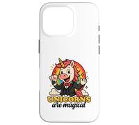 Unicornios Son mágicos Divertido Arco Iris Mago gráfico de Dibujos Animados Carcasa para iPhone 16 Pro