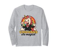 Unicornios Son mágicos Divertido Arco Iris Mago gráfico de Dibujos Animados Manga Larga
