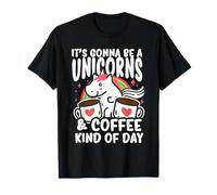 Unicornios y café tipo de día divertido arco iris Camiseta