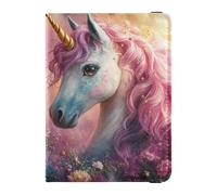 Unicornios y flores - Soporte de cuero para pasaporte de viaje familiar, seguro y oculto para mujer, esencial de viaje