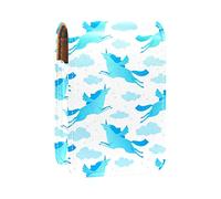 Unicorns Blue Lip Gloss Holder Estuche portátil Mini Lipstick Storage Box Travel Lipstick Organizador Case con espejo para mujer, Varios colores, 9.5x2x7 cm/3.7x0.8x2.7 in