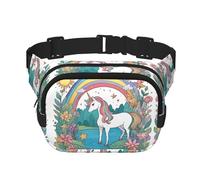 Unicorns by the river - River - River - Riñonera cuadrada de doble capa, unisex, para correr, viajar, senderismo, fitness, color negro, talla única, Negro, One Size