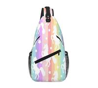 Unicorns On Colorful Stripes Crossbody Sling Bag Crossbody Shoulder Bag Shoulder Strap Waist Fanny Pack Hombres Mujeres