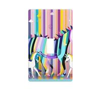 Unicorns On Colorful Stripes Print Switch Plate Covers, 1 Gang Wall Plate Single Toggle Light Switch Cover Plate