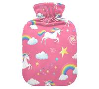Unicorns Rainbow Manes Tails - Botellas de agua caliente con funda de terciopelo, bolsa de agua caliente para aliviar el dolor, tamaño mediano